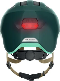 ABUS Smiley 3.0 ACE LED Kinder-Fahrradhelm - Royal Green -Günstig Fahrradzubehör 677113 SMILEY 3 0 ACE LED ROYAL GREEN REAR CMYK 3